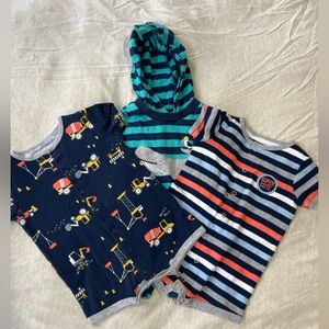 Carter’s Baby 12M Romper Bundle 3 Piece One Piece Outfit Set Striped Whale Truck